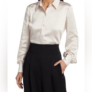 Kate Spade Satin Pastis Blouse - Cream Rose & size 2